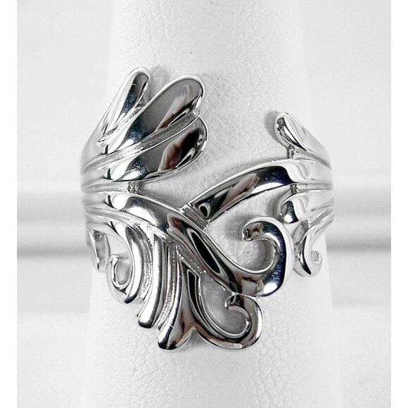 925 STERLING SILVER Waves Swirls Statement Ring - Picture 11 of 15